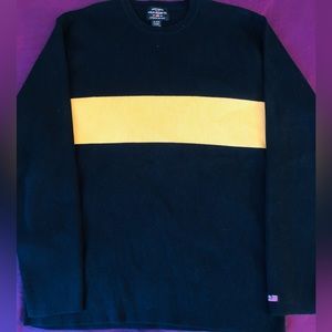 Polo Jeans Co Ralph Lauren 1990's Men's XL BlackYellow Pullover Rib Knit Sweater